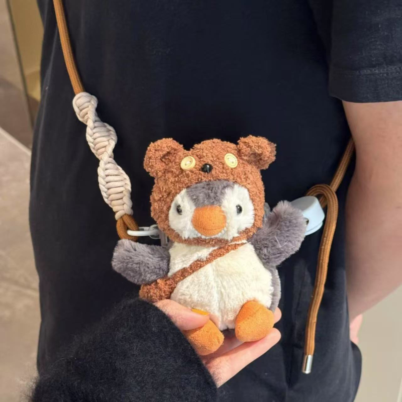 Plišani pingvin za telefon s klipom na stražnju stranu i crossbody lancem, bez držanja, slatka prijenosna plišana lutkica