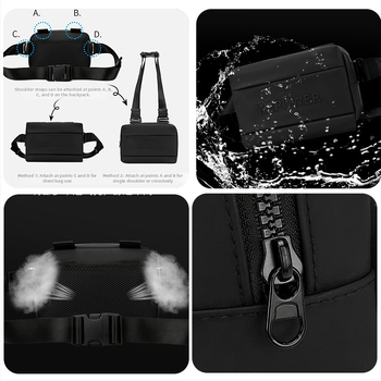 WEPOWER vyriška krūtinės krepšys iš nailono, atspari vandeniui su poliesterio įdaila, vienodas raštas, ruduo 2024