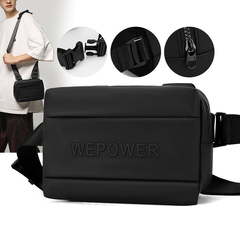 WEPOWER vyriška krūtinės krepšys iš nailono, atspari vandeniui su poliesterio įdaila, vienodas raštas, ruduo 2024