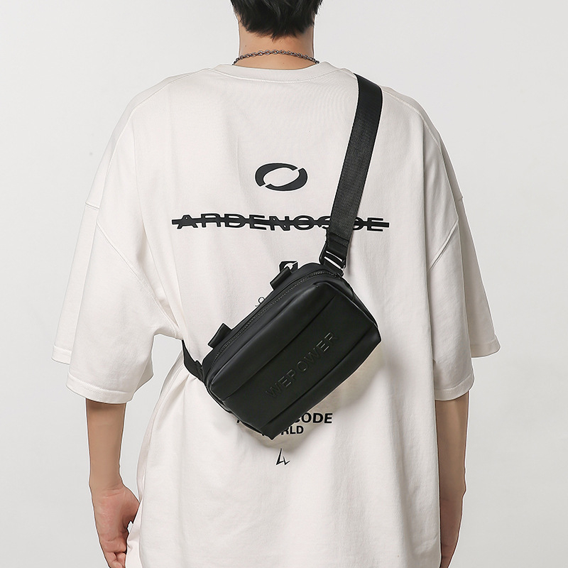 WEPOWER vyriška krūtinės krepšys iš nailono, atspari vandeniui su poliesterio įdaila, vienodas raštas, ruduo 2024