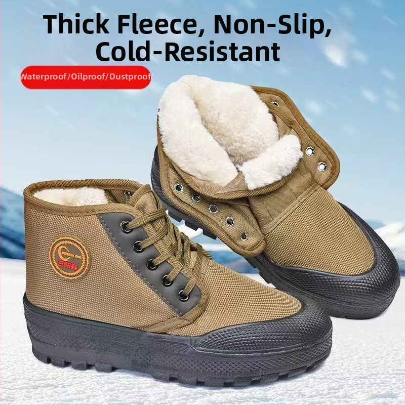 Pantofi de lucru pentru bărbați, cu partea superioară din velur, talpă PVC, mențin căldura