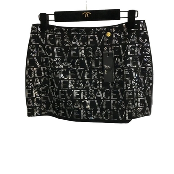 Пола с буквен текст и кристали, прилепваща към ханша, къса дължина, 95% органичен памук, секси стил