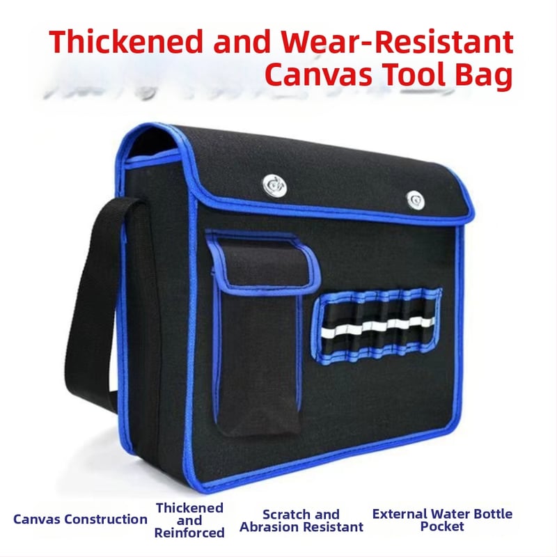 Elektrininko įrankių krepšys per petį – drobė, PU pamušalas, antibakterinis, vyriška pečių krepšys