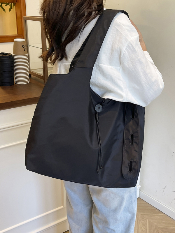 Najlon Crossbody tote torba, ulični stil, zatvaranje šnourom, poliesterska podstava