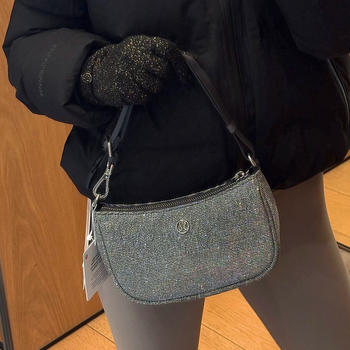 Nylon torbica preko ramena sa zatvaračem, ulični stil, unutarnja džep za dokumente, oblik dumplinga