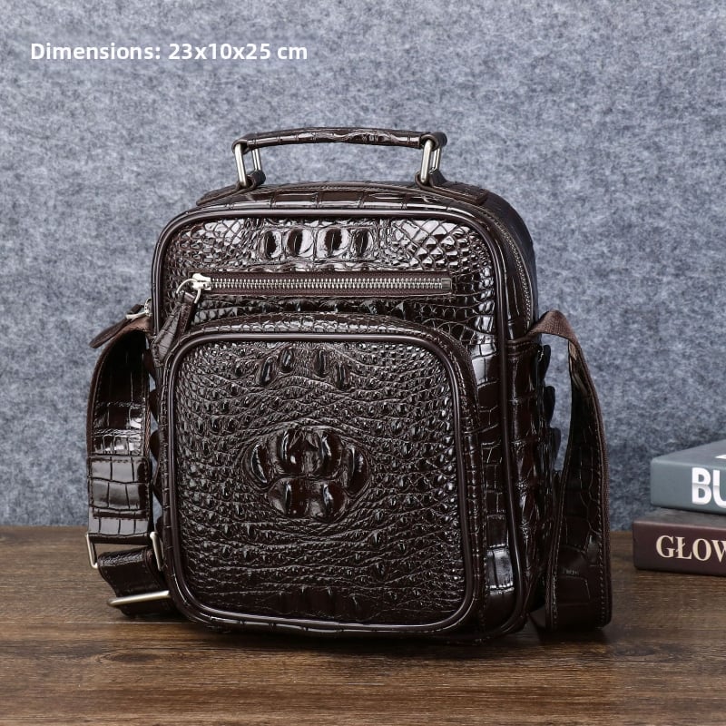 Vyrinė pečių rankinė – Silikonas, Gyvūnų raštas (krokodilo kaulų motyvas), Miesto minimalistinis stilius, Atspari dėvėjimui verslo kelionėms