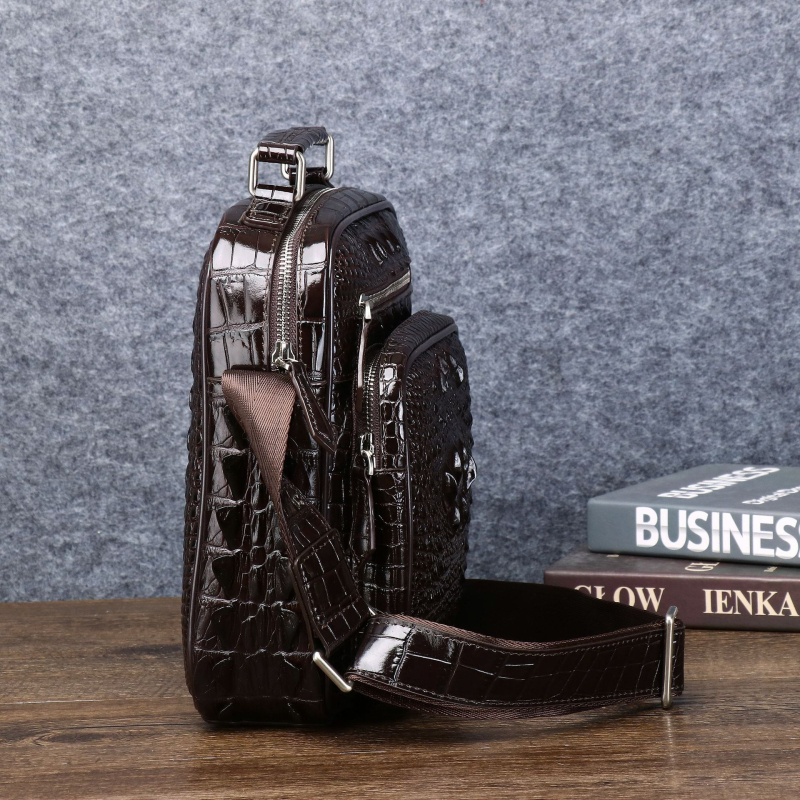 Vyrinė pečių rankinė – Silikonas, Gyvūnų raštas (krokodilo kaulų motyvas), Miesto minimalistinis stilius, Atspari dėvėjimui verslo kelionėms