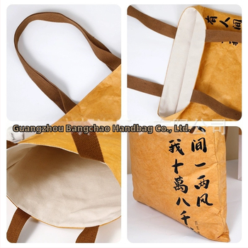 Geantă de umăr din hârtie Dupont – rezistentă la rupere, lavabilă, pliabilă, imprimare silk-screen, personalizabilă, stil vintage