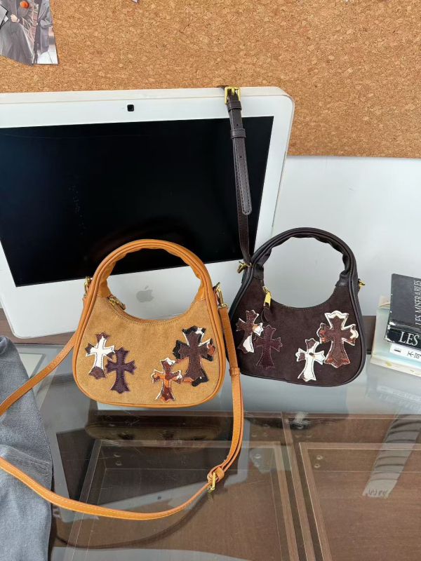 Torba od prave kože za pazuh sa zatvaračem, unutarnja džep s zatvaračem i džep za telefon, s jednom naramenicom
