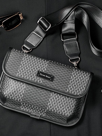 Vyrų pečių krepšys - gatvės stilius, PU medžiaga, dryžių raštas, atspari vandeniui (laisvalaikio kelionės, poliesterio pamušalas, dryžių raštas)