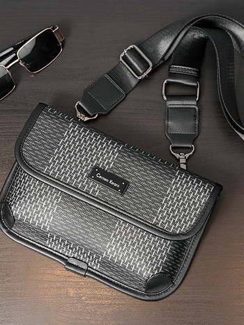 Vyrų pečių krepšys - gatvės stilius, PU medžiaga, dryžių raštas, atspari vandeniui (laisvalaikio kelionės, poliesterio pamušalas, dryžių raštas)