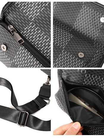 Vyrų pečių krepšys - gatvės stilius, PU medžiaga, dryžių raštas, atspari vandeniui (laisvalaikio kelionės, poliesterio pamušalas, dryžių raštas)