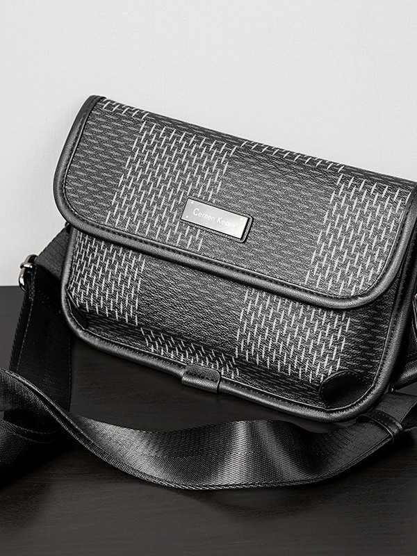 Vyrų pečių krepšys - gatvės stilius, PU medžiaga, dryžių raštas, atspari vandeniui (laisvalaikio kelionės, poliesterio pamušalas, dryžių raštas)