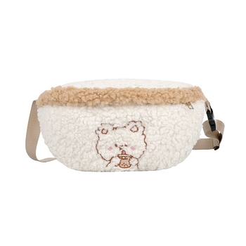Pliš Crossbody torba – japanski stil crtić, ulični trend, vodoravni kvadratni oblik, zatvarač, poliester podstava