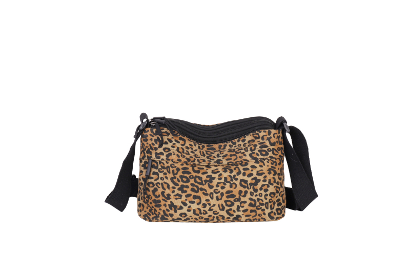 Ženska crossbody torba u korejskom stilu, velika kapaciteta, leopard uzorak, višeslojni dizajn, zatvaranje na zip