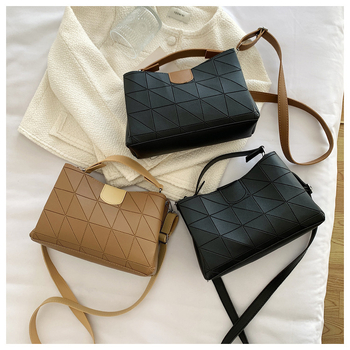 Korejski stil PU kožna torba preko ramena, crossbody, horizontalni kvadratni oblik, zatvarač