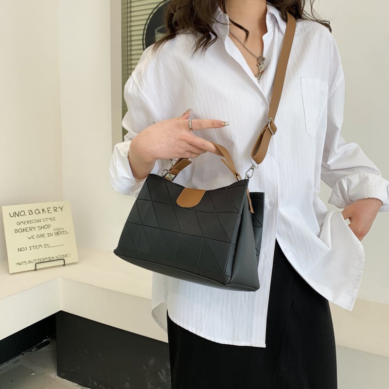 Korejski stil PU kožna torba preko ramena, crossbody, horizontalni kvadratni oblik, zatvarač