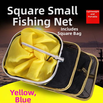 Νάιλον διχτυωτό σακίδιο για μικρά ψάρια με μικρό μάτι, τετράγωνο στόμιο και μεταλλικό περίγραμμα από σύρμα για άγριο ψάρεμα