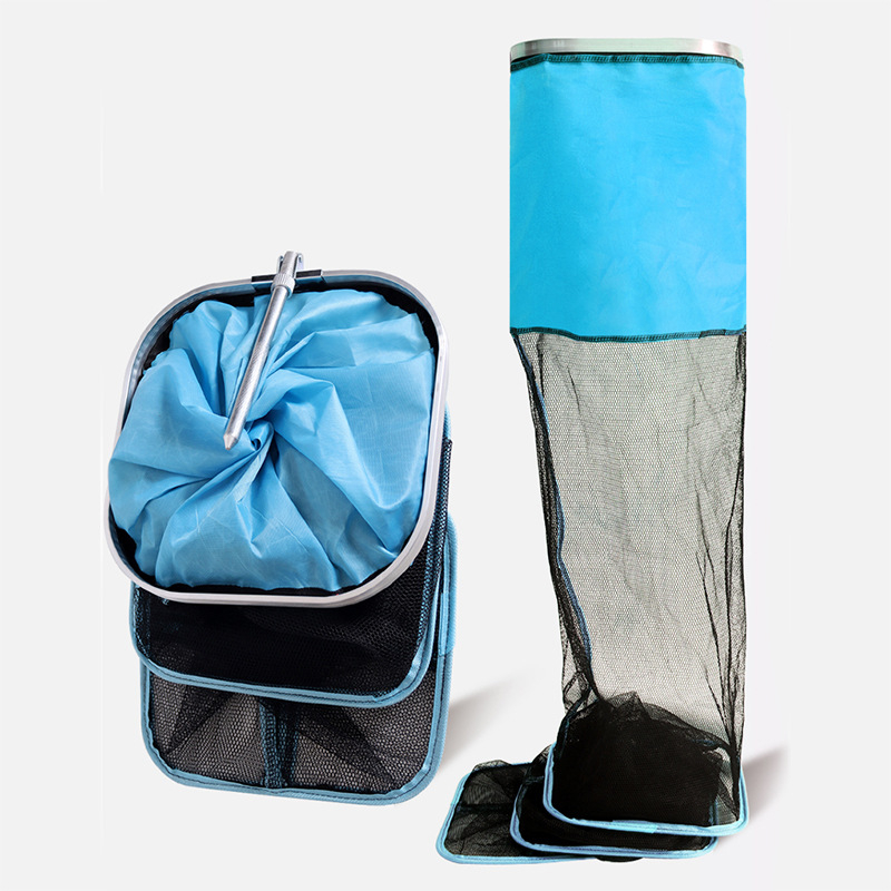 Νάιλον διχτυωτό σακίδιο για μικρά ψάρια με μικρό μάτι, τετράγωνο στόμιο και μεταλλικό περίγραμμα από σύρμα για άγριο ψάρεμα