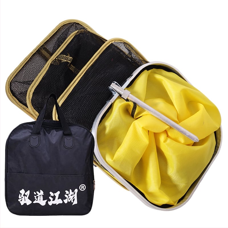 Νάιλον διχτυωτό σακίδιο για μικρά ψάρια με μικρό μάτι, τετράγωνο στόμιο και μεταλλικό περίγραμμα από σύρμα για άγριο ψάρεμα