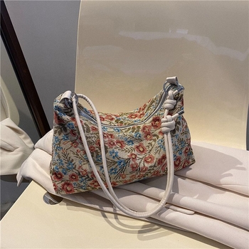 Ženska torba s nišnim dizajnom – jacquard izvezeni tote, platno, zatvaranje na zip, stil Mini Square Bag, Proizvodni kod 411319941888