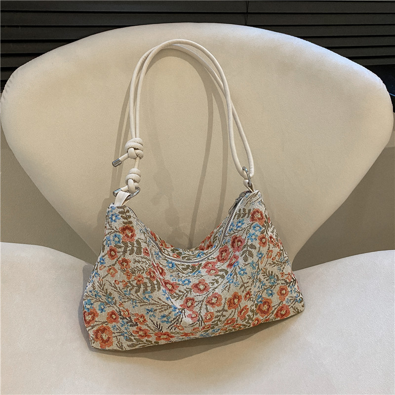 Ženska torba s nišnim dizajnom – jacquard izvezeni tote, platno, zatvaranje na zip, stil Mini Square Bag, Proizvodni kod 411319941888