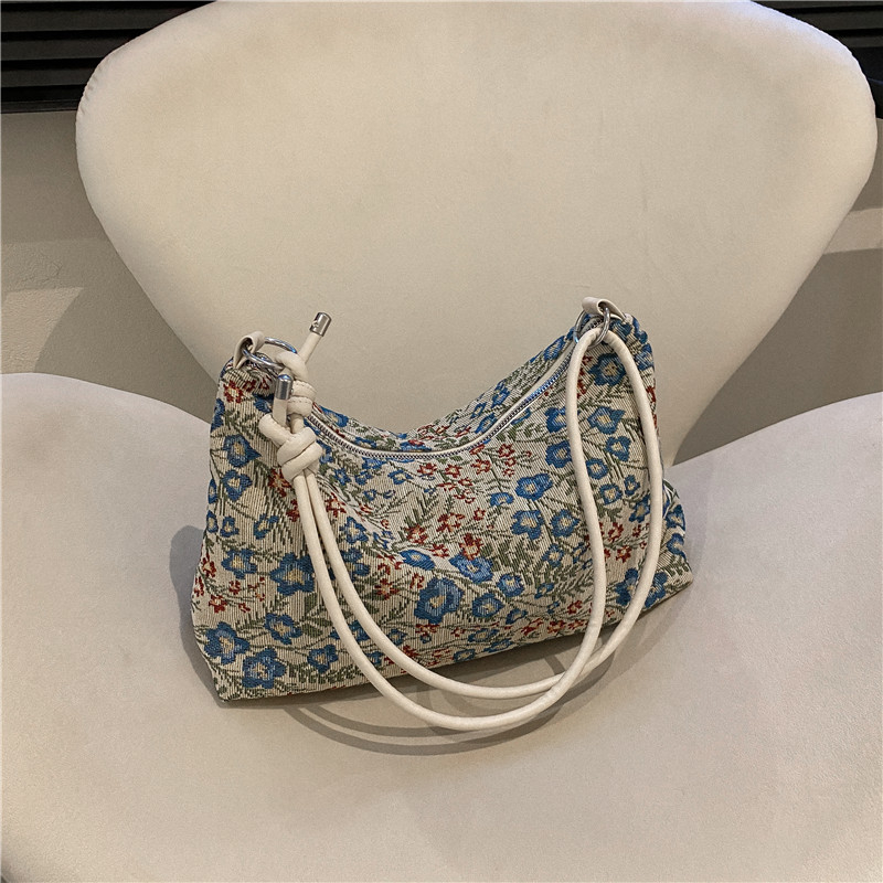 Ženska torba s nišnim dizajnom – jacquard izvezeni tote, platno, zatvaranje na zip, stil Mini Square Bag, Proizvodni kod 411319941888