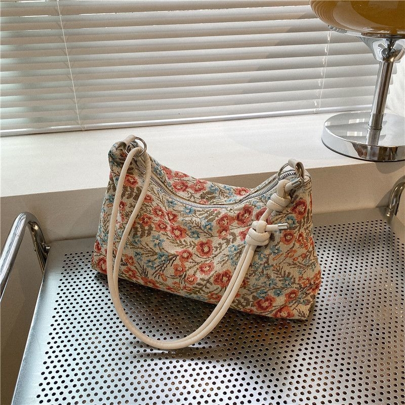 Ženska torba s nišnim dizajnom – jacquard izvezeni tote, platno, zatvaranje na zip, stil Mini Square Bag, Proizvodni kod 411319941888