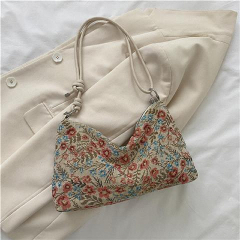 Ženska torba s nišnim dizajnom – jacquard izvezeni tote, platno, zatvaranje na zip, stil Mini Square Bag, Proizvodni kod 411319941888