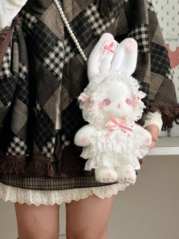 Lolita torba s plišanim zekom, lanac s perlama, crossbody torba, plišani ruksak, 2D stil
