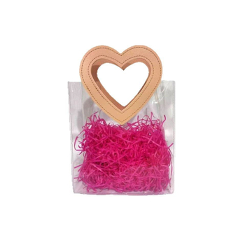 Geantă de cadouri din PVC în formă de inimă, transparentă, cu logo personalizat, imprimare prin presare la înaltă frecvență