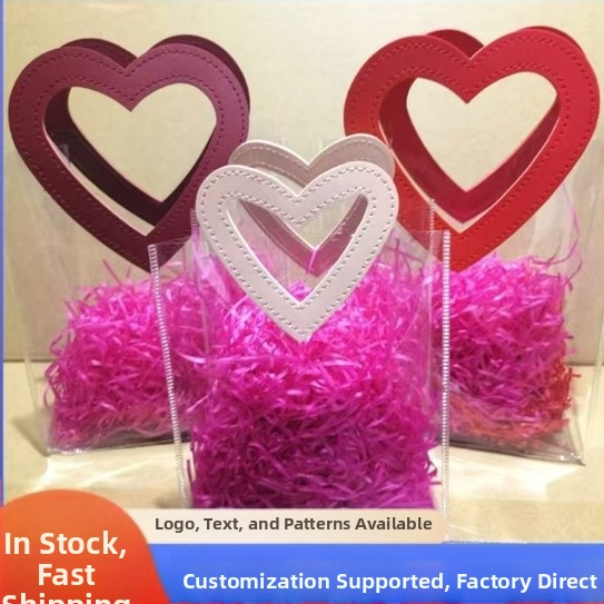 PVC sirds formas caurspīdīga dāvanu soma ar pielāgotu zīmogu, augstas frekvences presēšana