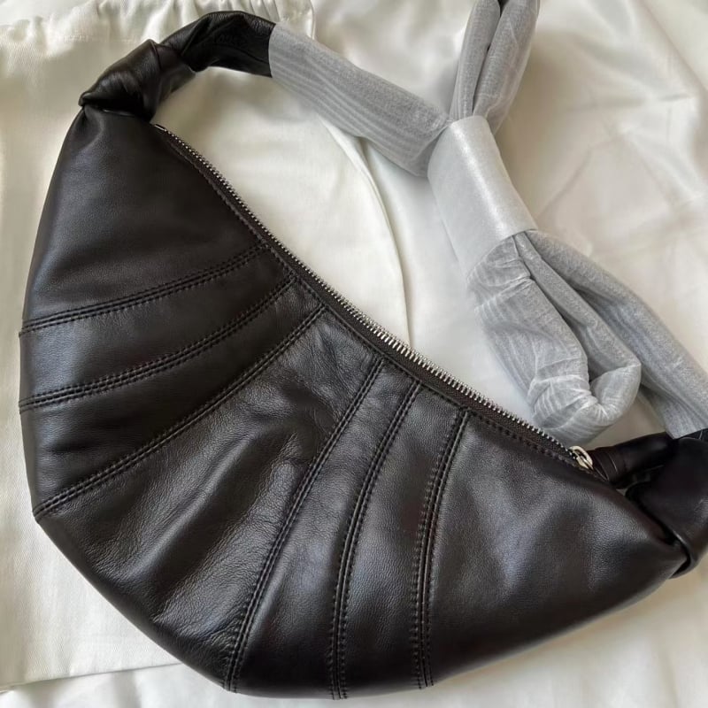 Torba od prave kože ovce Croissant, oblik rog, srednja veličina, preko ramena, unisex, proljeće 2024, Hongfei