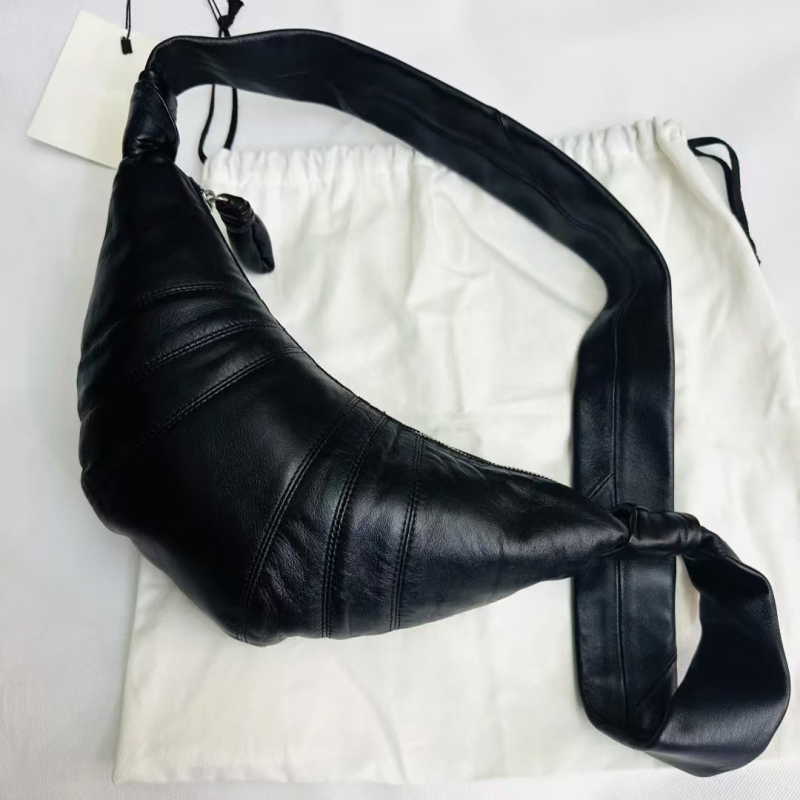 Torba od prave kože ovce Croissant, oblik rog, srednja veličina, preko ramena, unisex, proljeće 2024, Hongfei