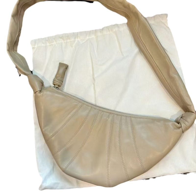 Torba od prave kože ovce Croissant, oblik rog, srednja veličina, preko ramena, unisex, proljeće 2024, Hongfei
