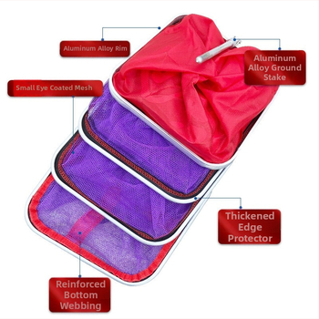 Μικρή τσάντα διχτυού για μικρά ψάρια με τετράγωνο στόμιο – φορητή, από κράμα αλουμινίου, Jinwei fishing gear