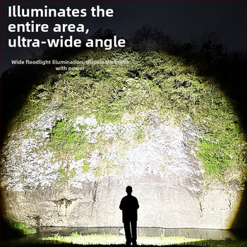 LED фенер с ръчен генератор, 30W, алуминиева сплав, 26650 литиева батерия, презареждаем, обхват до 500 m