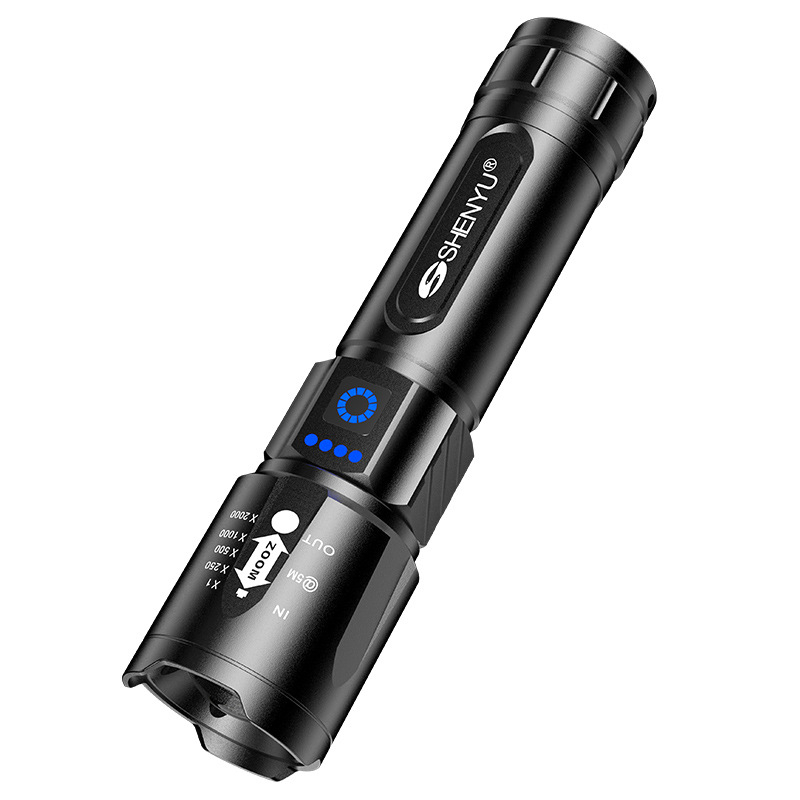 LED фенер с ръчен генератор, 30W, алуминиева сплав, 26650 литиева батерия, презареждаем, обхват до 500 m