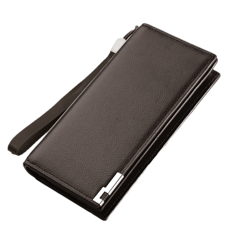 Muški dugi novčanik od PU kože s patentnim zatvaračem, zaštita od krađe, višestruki džepovi za kartice, čvrsti uzorak.