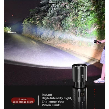 T40 LED фенер, презареждаем, 5000mAh батерия, 20W, 350+ лм, обхват до 500 м, алуминиева сплав