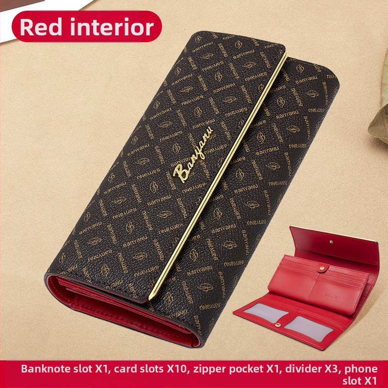 Portofel femei cu fermoar lung, PVC, model geometric, Ban yano, căptușeală poliester, rezistent la uzură și antifurt.