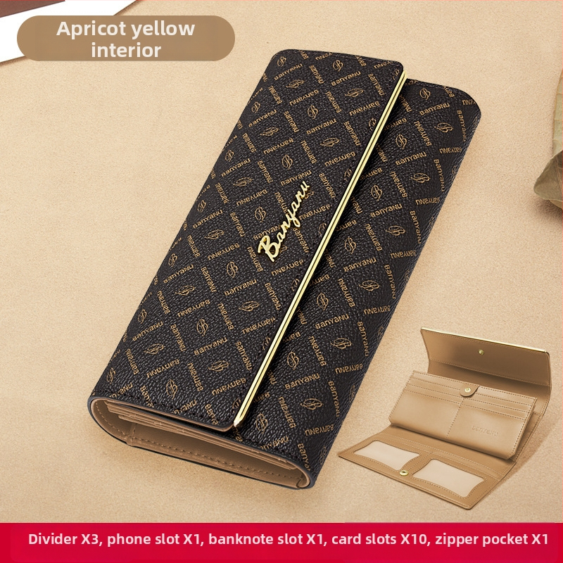 Portofel femei cu fermoar lung, PVC, model geometric, Ban yano, căptușeală poliester, rezistent la uzură și antifurt.