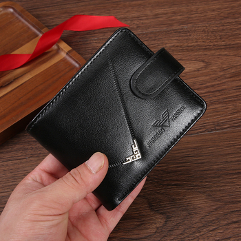 Muški PU novčanik – horizontalni kratki bifold sa zatvaračem na zip, retro stil; jednobojni uzorak; prozračan, ultra lagan, otporan na habanje