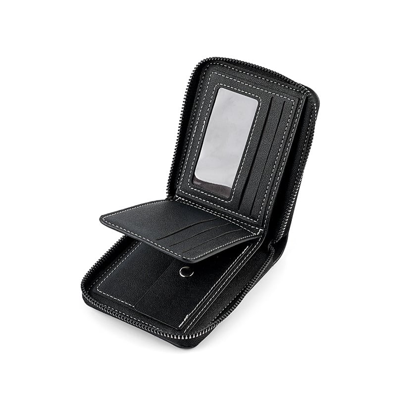 Muški novčanik od PU s patentnim zatvaračem, velika kapaciteta, retro stil, proširiva kapsa za novac, kratki lanac, svakodnevna uporaba