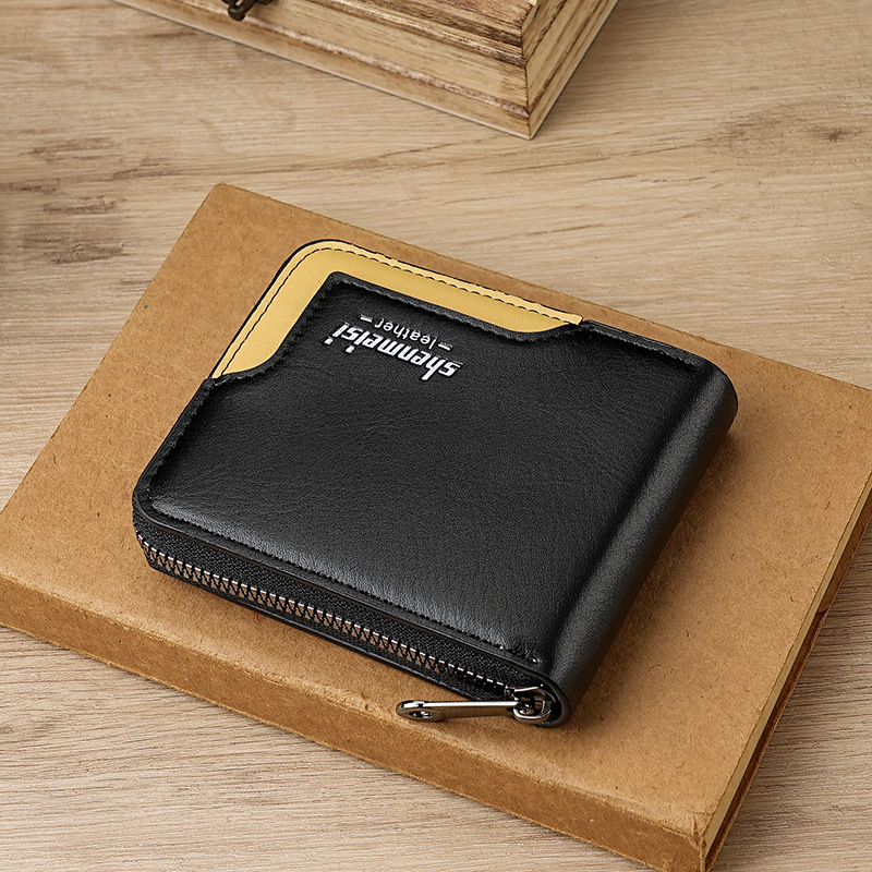 Muški novčanik od PU s patentnim zatvaračem, velika kapaciteta, retro stil, proširiva kapsa za novac, kratki lanac, svakodnevna uporaba