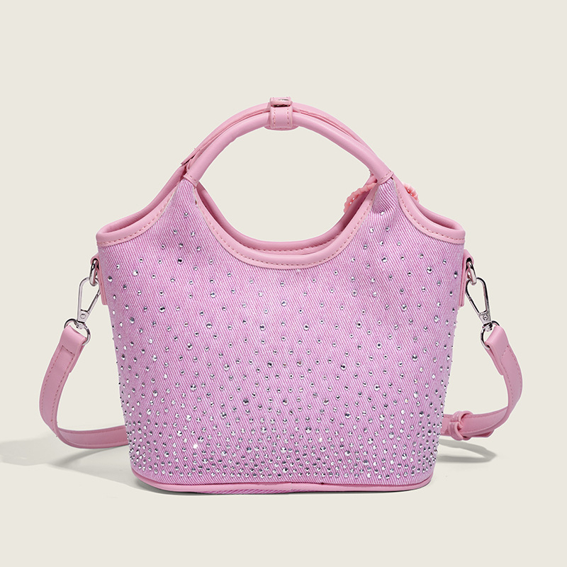 Yimaner rhinestone bucket tote torba, košarasti urban dizajn, magnetsko zatvaranje, poliesterska podstava, unutarnja džep sa zipom