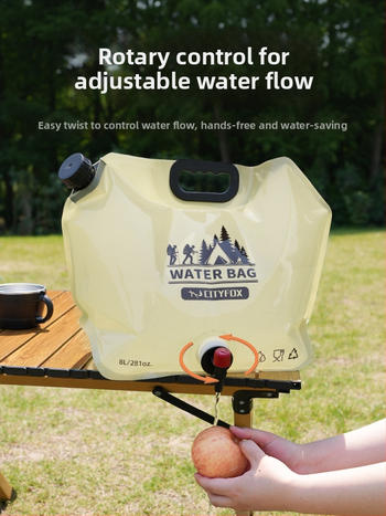 Kültéri víztároló tasak 8 L csap, összecsukható, élelmiszer-minőségű PE+PA+PET