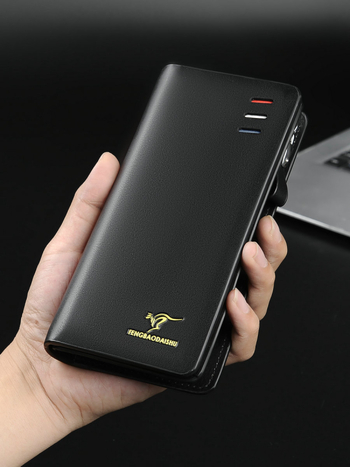 Muški dugački novčanik sa zatvaračem, gradski minimalistički dizajn, PU koža, jednobojni uzorak, više pretinaca za kartice, brend Fengbaodaishu