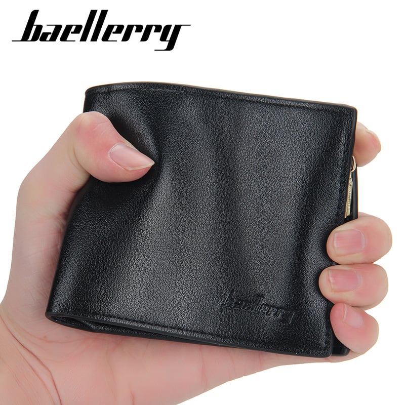 Baellerry férfi rövid pénztárca, koreai stílusú, többkártyás, háromoldalas dizájn zipzárral érmeinek rekeszével (PU bőr, modell D1106)