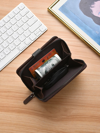 Férfi PU cipzáros pénztárca többkártyás rekeszekkel, nagy kapacitású, kopásálló